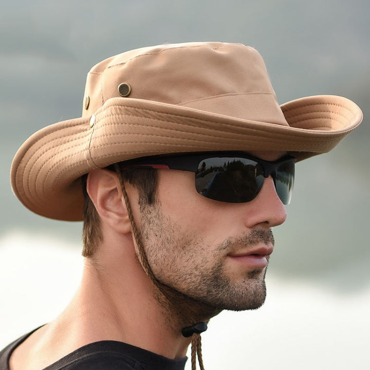 Outdoor Sun Hat Hiking Big Brim Breathable Sunscreen Fisherman Hat — Black