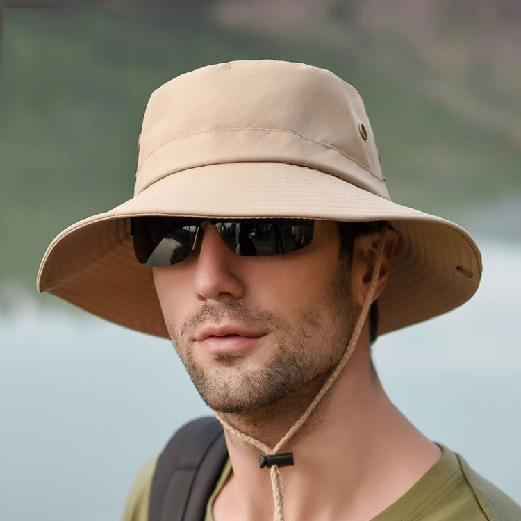 Outdoor Sun Hat Hiking Big Brim Breathable Sunscreen Fisherman Hat — Green Gray