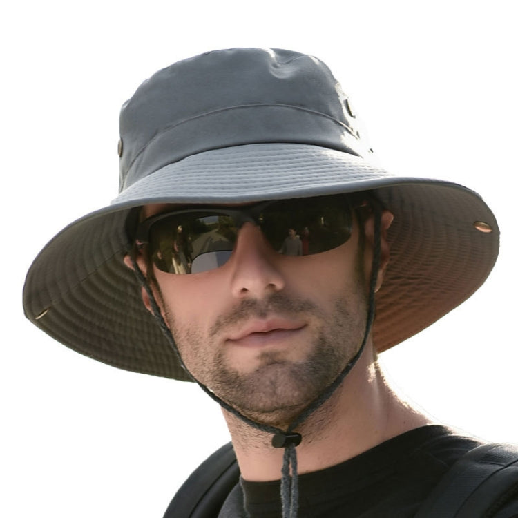 Outdoor Sun Hat Hiking Big Brim Breathable Sunscreen Fisherman Hat — Dark Gray