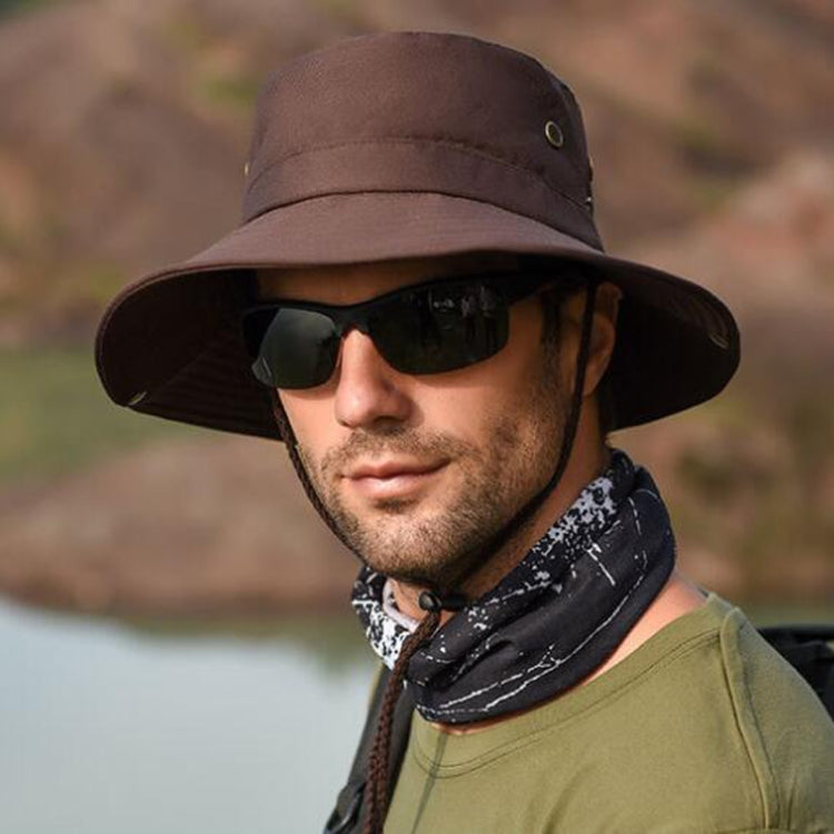 Outdoor Sun Hat Hiking Big Brim Breathable Sunscreen Fisherman Hat — Khaki
