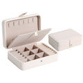 Double-Layer Leather Portable Simple Earrings Ring Jewelry Storage Box