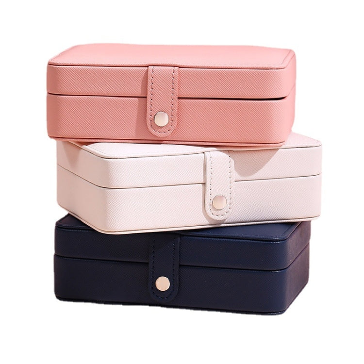 Double-Layer Leather Portable Simple Earrings Ring Jewelry Storage Box