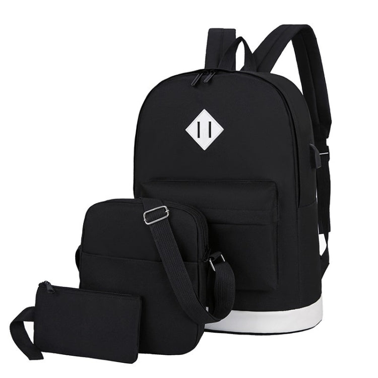 3 in 1 College Style Casual Backpack Student USB Charging Backpack — Light Grey