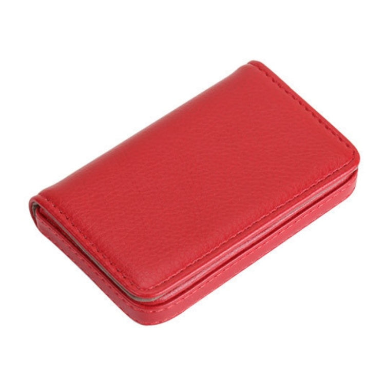 PU Leather Metal Business Card Holder Magnetic Lychee Stainless Steel Business Card Case