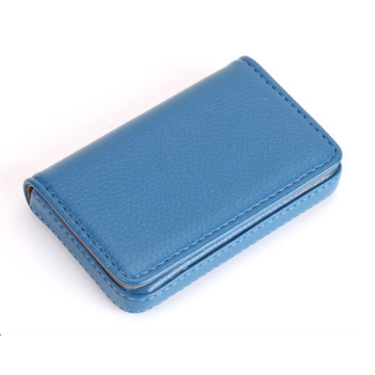 PU Leather Metal Business Card Holder Magnetic Lychee Stainless Steel Business Card Case — Yellow