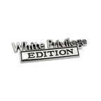 2 PCS Car Metal Leaf Board Car Logo White Privilege Edition Modified Car Body Sticker Sign