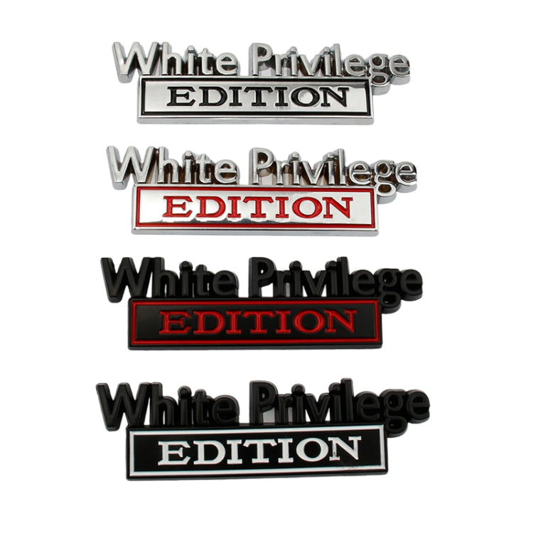 2 PCS Car Metal Leaf Board Car Logo White Privilege Edition Modified Car Body Sticker Sign