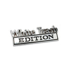 2 PCS Car Metal Modification Standard White Trash Edition Car Label Stickers