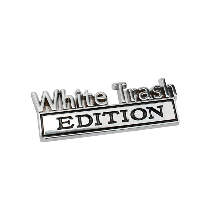 2 PCS Car Metal Modification Standard White Trash Edition Car Label Stickers