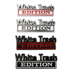 2 PCS Car Metal Modification Standard White Trash Edition Car Label Stickers