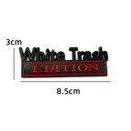 2 PCS Car Metal Modification Standard White Trash Edition Car Label Stickers
