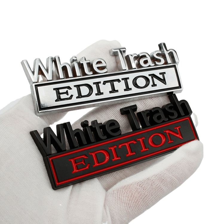 2 PCS Car Metal Modification Standard White Trash Edition Car Label Stickers
