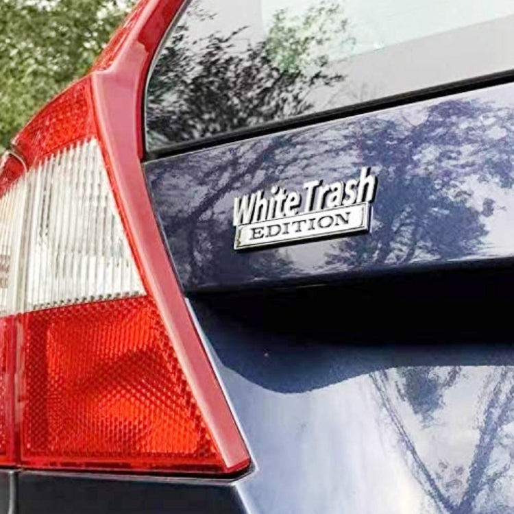 2 PCS Car Metal Modification Standard White Trash Edition Car Label Stickers