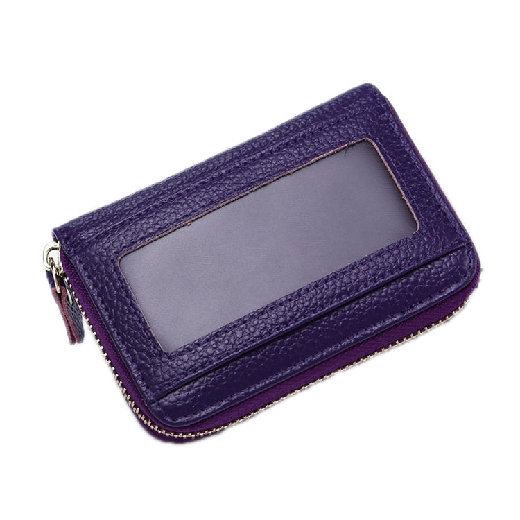 Business Multi-Position Zipper Organ Card Holder — Purple