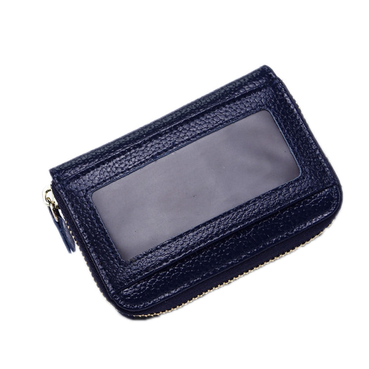 Business Multi-Position Zipper Organ Card Holder — Deep Blue