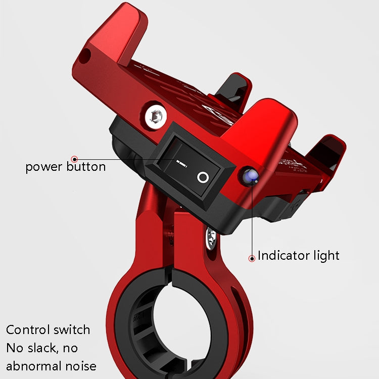 Kewig M6 Aluminum Alloy Motorcycle Mobile Phone Bracket Rechargeable With Switch Waterproof Stable Navigation Bracket