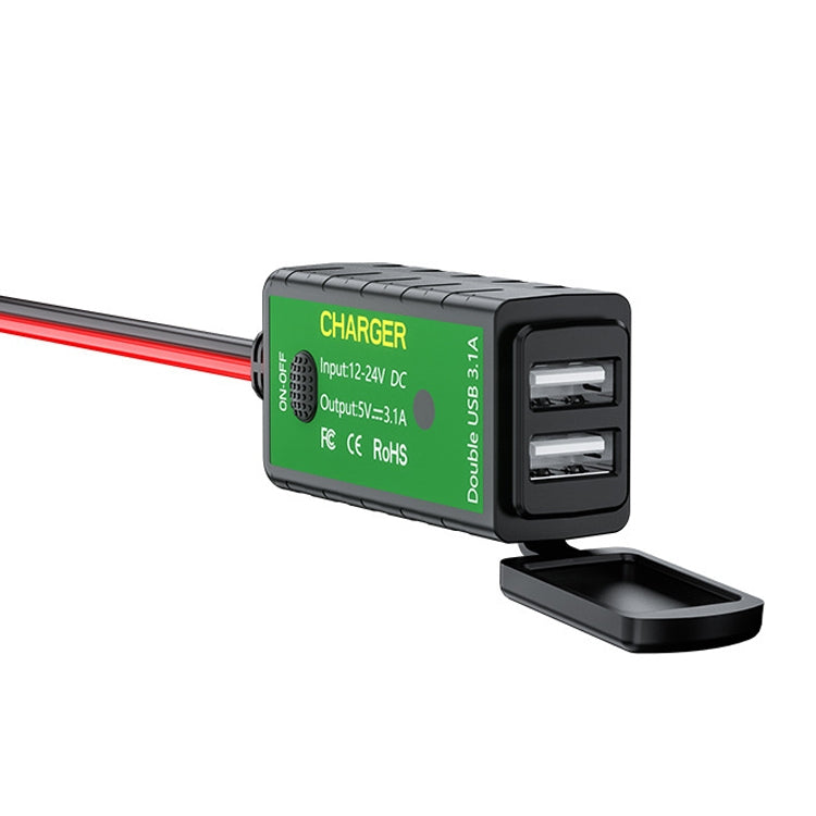 M2-A 12V 3.1A Dual USB Mobile Phone Charger Motorcycle Waterproof With Line Charger