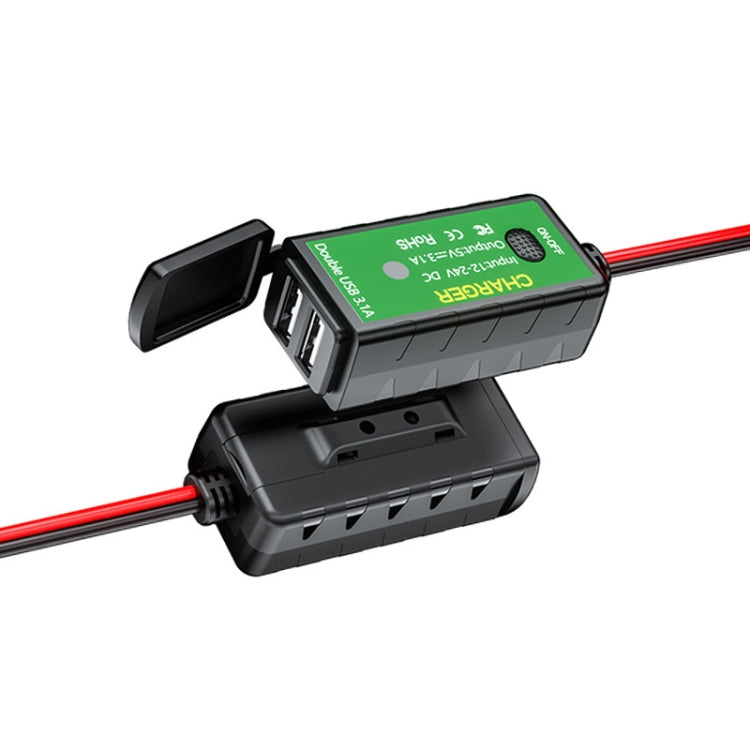 M2-A 12V 3.1A Dual USB Mobile Phone Charger Motorcycle Waterproof With Line Charger