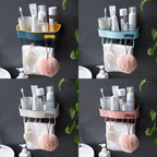 2 PCS Punch-Free Shelf Bathroom Suction Cup Storage Frame — Pink