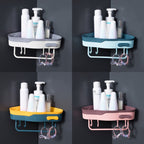 2 PCS Punch-Free Shaped Triangle Rack Bathroom Corner Shelf — Pink