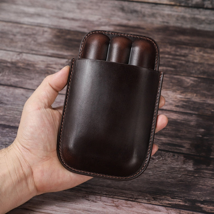 CF5003 Outdoor Travel Portable Cigar Humidor Leather Cigar Cover Can Hold 3 Cigars