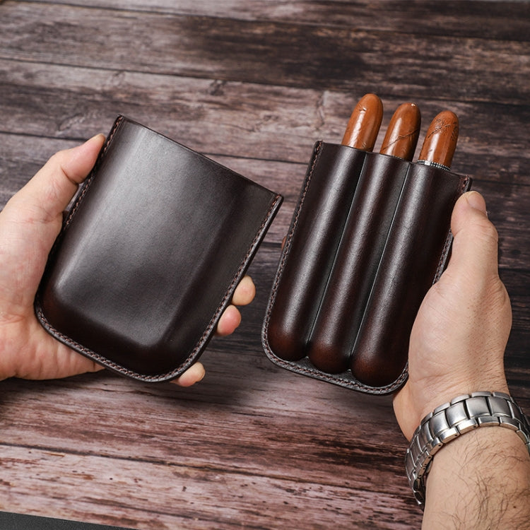 CF5003 Outdoor Travel Portable Cigar Humidor Leather Cigar Cover Can Hold 3 Cigars