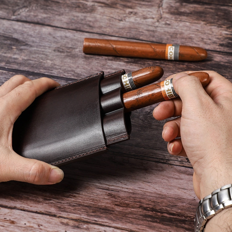 CF5003 Outdoor Travel Portable Cigar Humidor Leather Cigar Cover Can Hold 3 Cigars