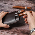 CF5003 Outdoor Travel Portable Cigar Humidor Leather Cigar Cover Can Hold 3 Cigars