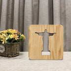 FS-T1971W 2.5W Jesus Pastor Table Lamp USB Solid Wood Hollow Night Light — Jesus Pastor