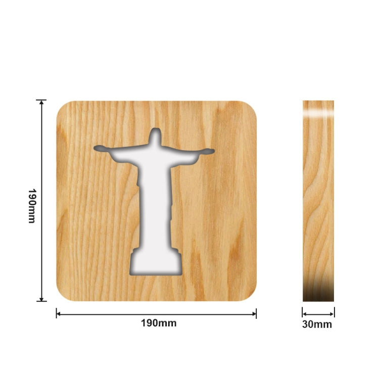 FS-T1971W 2.5W Jesus Pastor Table Lamp USB Solid Wood Hollow Night Light — view 3