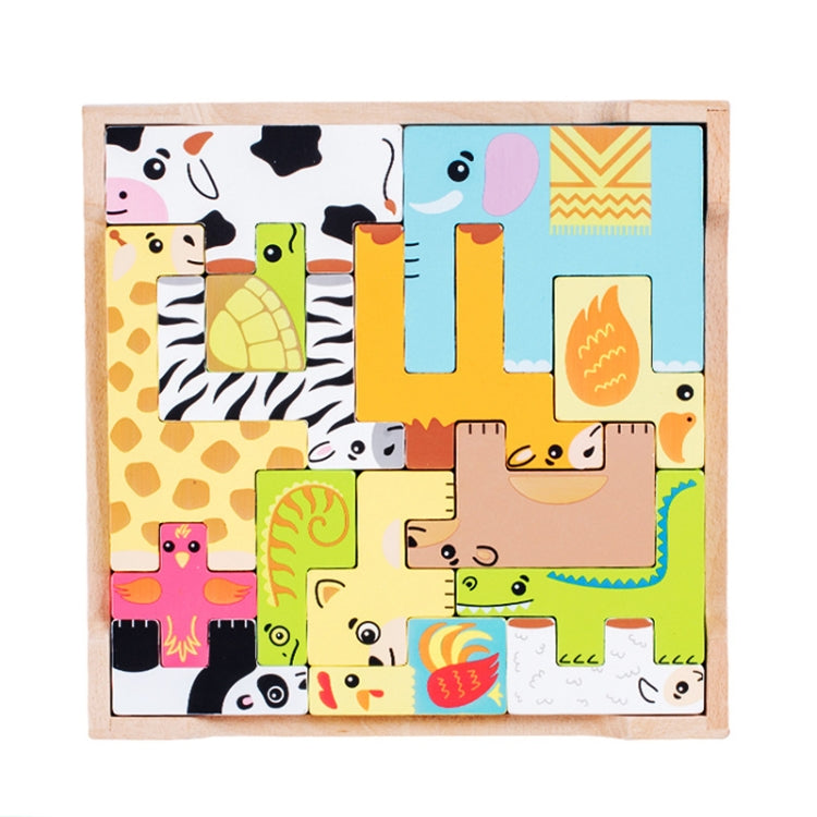 Children Early Education Intelligence Toys 3D Cube Blocks Cartoon Animal Puzzle