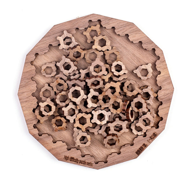 Wooden Adult High Difficulty Brain Burning Irregular Puzzle — Red