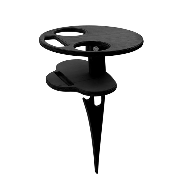 Outdoor Portable Folding Wine Table Outdoor Beach Table — Double Layer Black