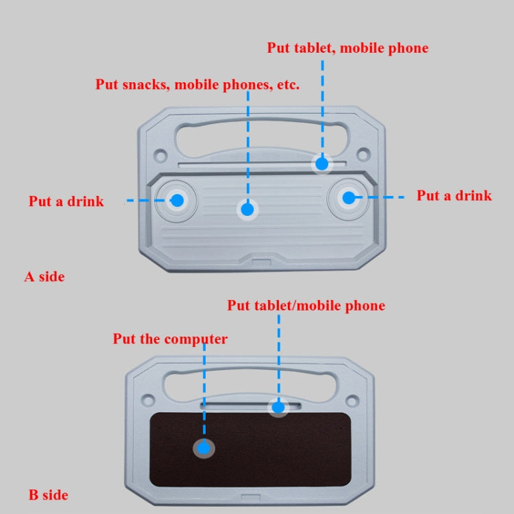 Car Multi-Purpose Steering Wheel Card Table Car Computer Bracket Chair Back Bracket Small Table Shelf Rack — Upgrade Gray