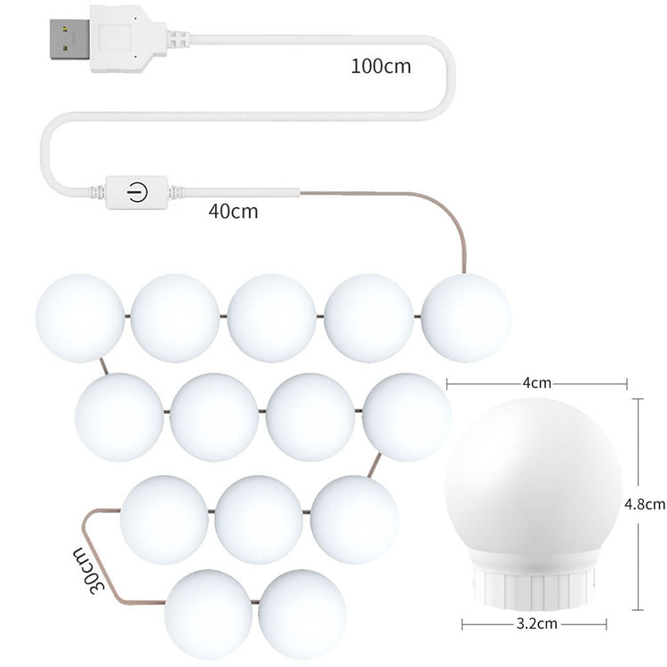 3 Color Temperature Mirror Front Lamp USB Simple Bathroom Makeup Light Bulbs — view 6