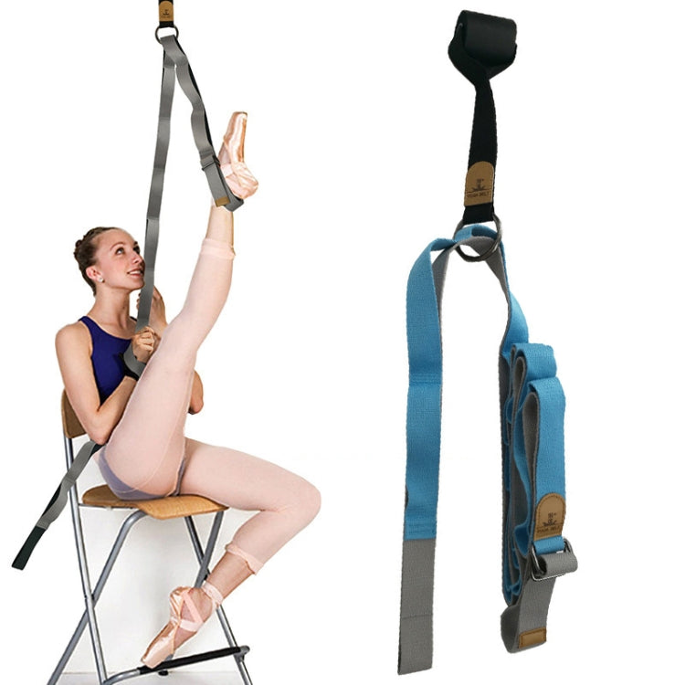 Taekwondo Ballet Dance Yoga Supplies Horizontal Open Rigid Strips Stretching Fork Training Belt — Blue