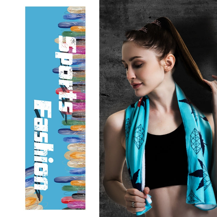 Fitness Cold Towel Outdoor Sports Cooling Quick-Drying Towel, Size: 100 x 30cm, Quick-Drying Towel, Size: 100 x 30cm , Quick-Drying Towel, Size: 100 x 30cm , Quick-Drying Towel, Size: 100 x 30cm                                       ... — Quick-Drying Towel, Size: 100 x 30cm(Blue Feather)