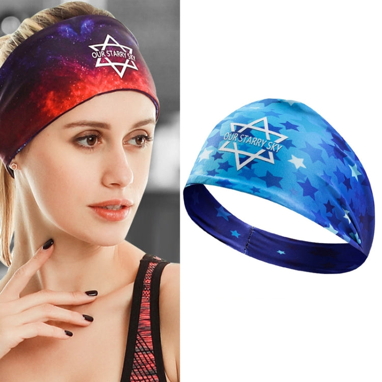 Sports Fitness Antiperspirant Headband Sweat-Absorbent Headband Sweatband — Blue Star