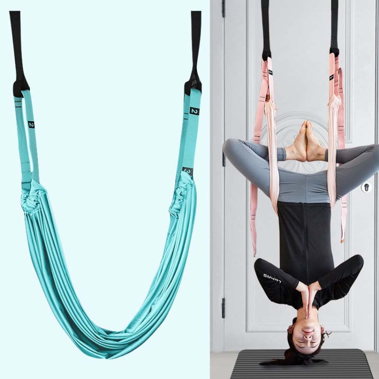 2 in 1 Home Yoga Hammock Indoor Stretching Sling Stretch Widening Yoga Strap + Door Buckle Storage Bag Set — Pine Green