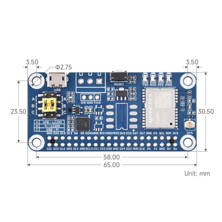 Waveshare For Raspberry Pi LC29H Series Dual-Band L1+L5 Positioning GPS Module
