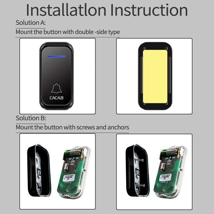 CACAZI Home Smart Digital Wireless Doorbell Remote Electronic Doorbell Elderly Pager — view 16