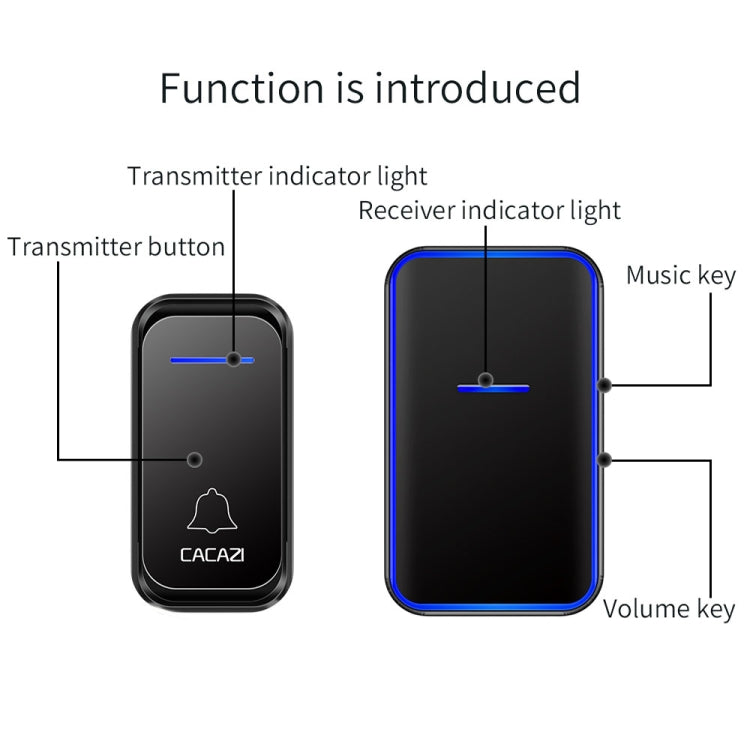 CACAZI Home Smart Digital Wireless Doorbell Remote Electronic Doorbell Elderly Pager — view 9
