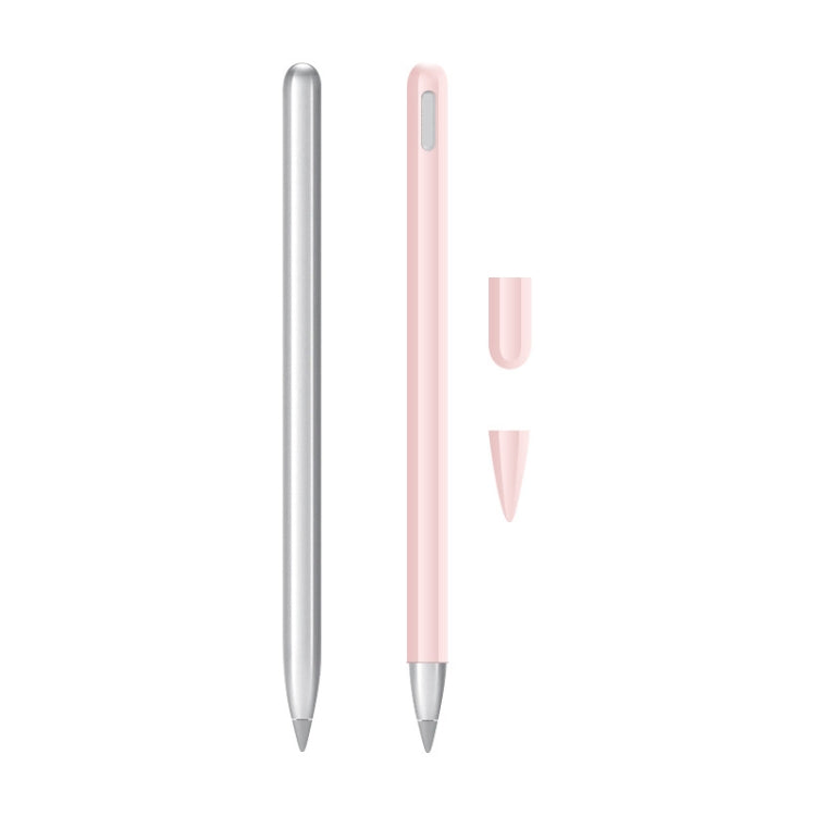2 Sets 3 In 1 Stylus Silicone Protective Cover + Two-Color Pen Cap Set For Huawei M-Pencil — White