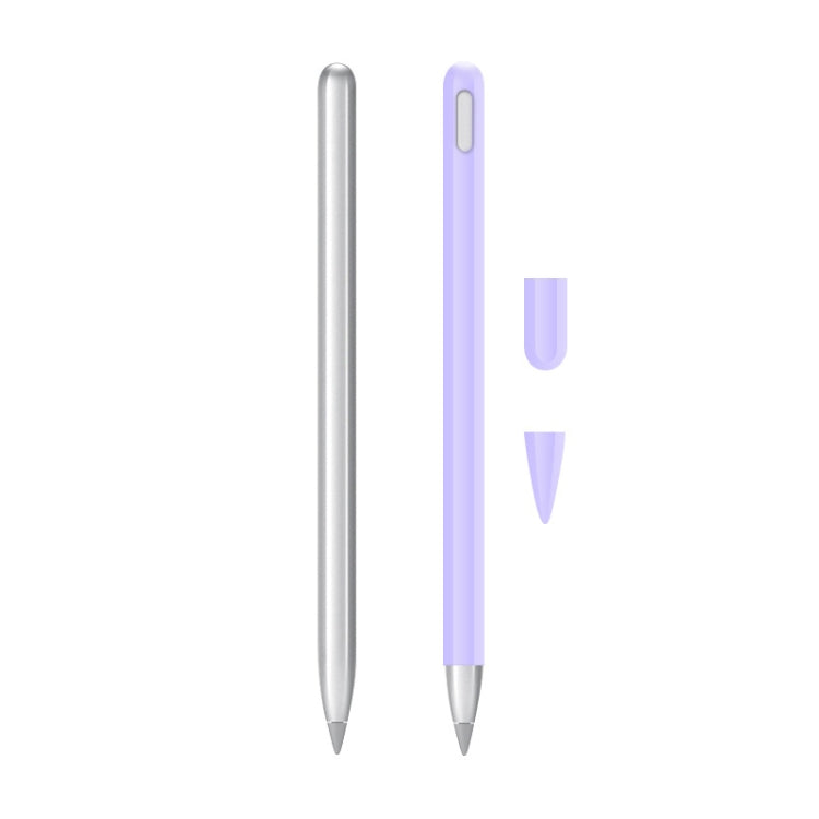 2 Sets 3 In 1 Stylus Silicone Protective Cover + Two-Color Pen Cap Set For Huawei M-Pencil — Gray