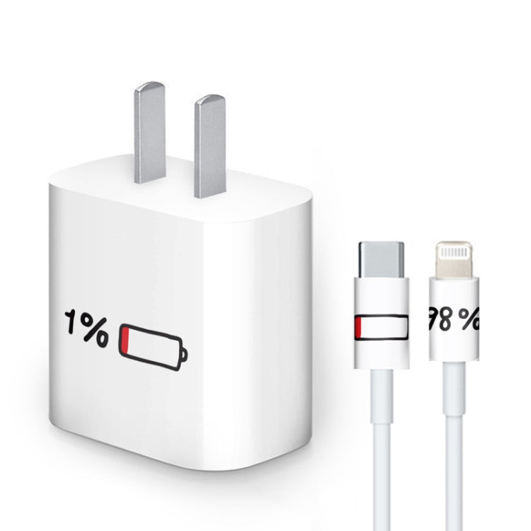 4 Sets PVC Creative Stickers For 18W/20W US Plug Charger & Type-C to 8 Pin Data Cable