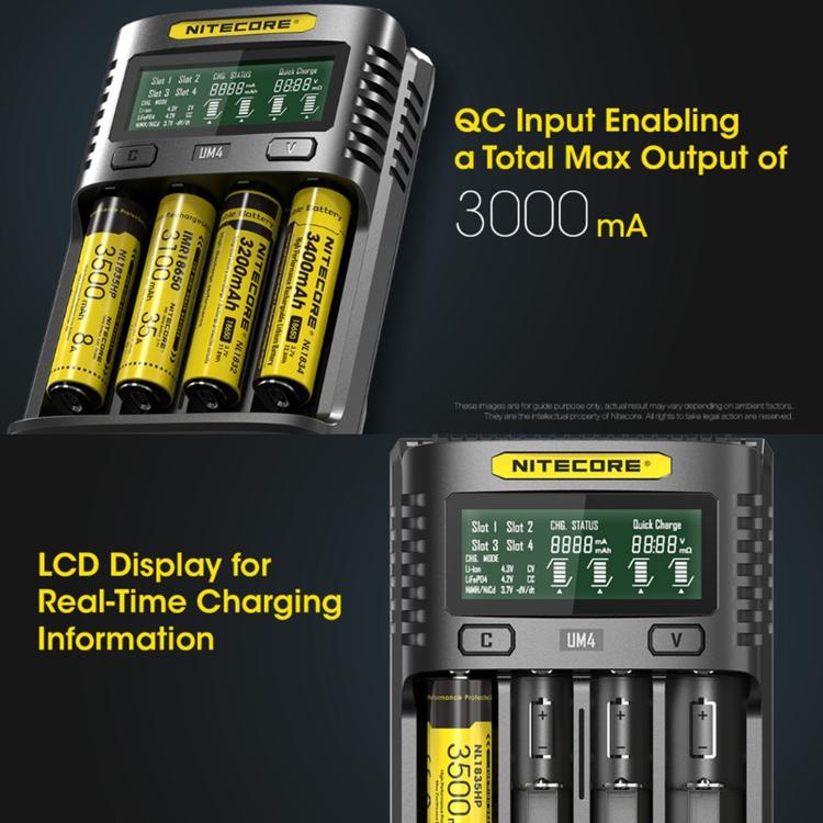 NITECORE Smart LCD Display Automatically Activates Repair USB 4-Slot Charger