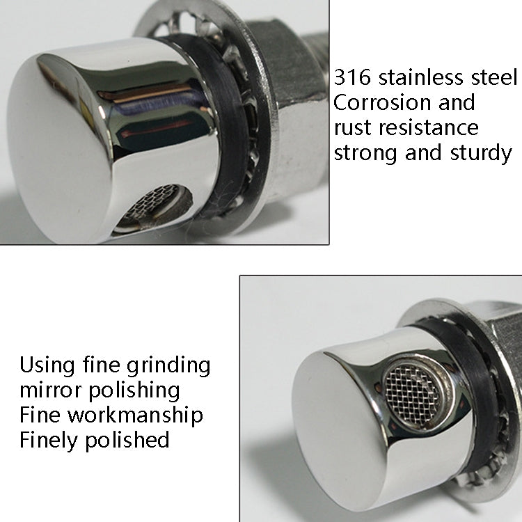 Straight 316 Stainless Steel Boat Cabin Oiling Fueling Oil Port Vent Accessories, Fuel Breather Vent