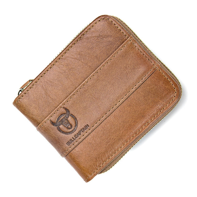 BUFF CAPTAIN 025 Leather Short Horizontal First-Layer Cowhide Wallet Multi-Function Card Tap Wallet — Yellow Brown