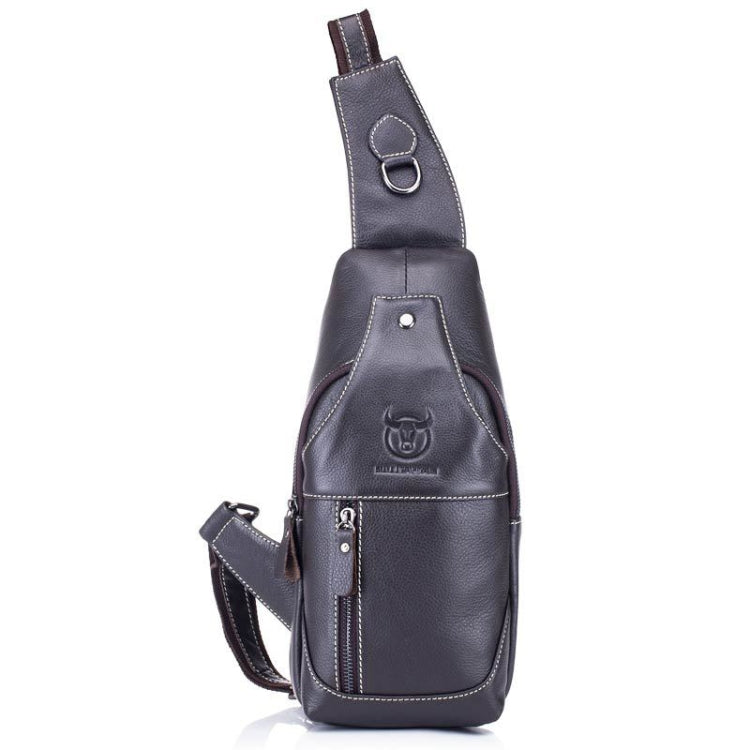 BULL CAPTAIN 019 Retro Men Leather Crossbody Shoulder Bag First-Layer Cowhide Chest Bag, Colour: Black + Buckle — Yellow Brown