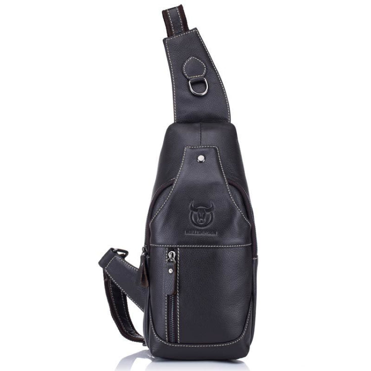 BULL CAPTAIN 019 Retro Men Leather Crossbody Shoulder Bag First-Layer Cowhide Chest Bag, Colour: Black + Buckle — Gray Brown